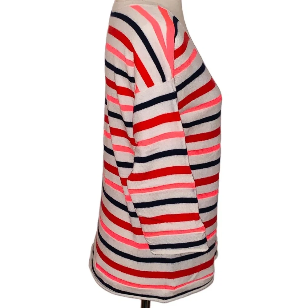GAP Multi-Stripe Ivory 3/4 Sleeve Sweater